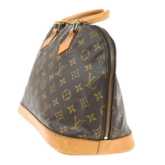 LOUIS VUITTON LV Logo Alma Hand Bag Monogram Leather Brown France M51130 82EE740 - Picture 4 of 16